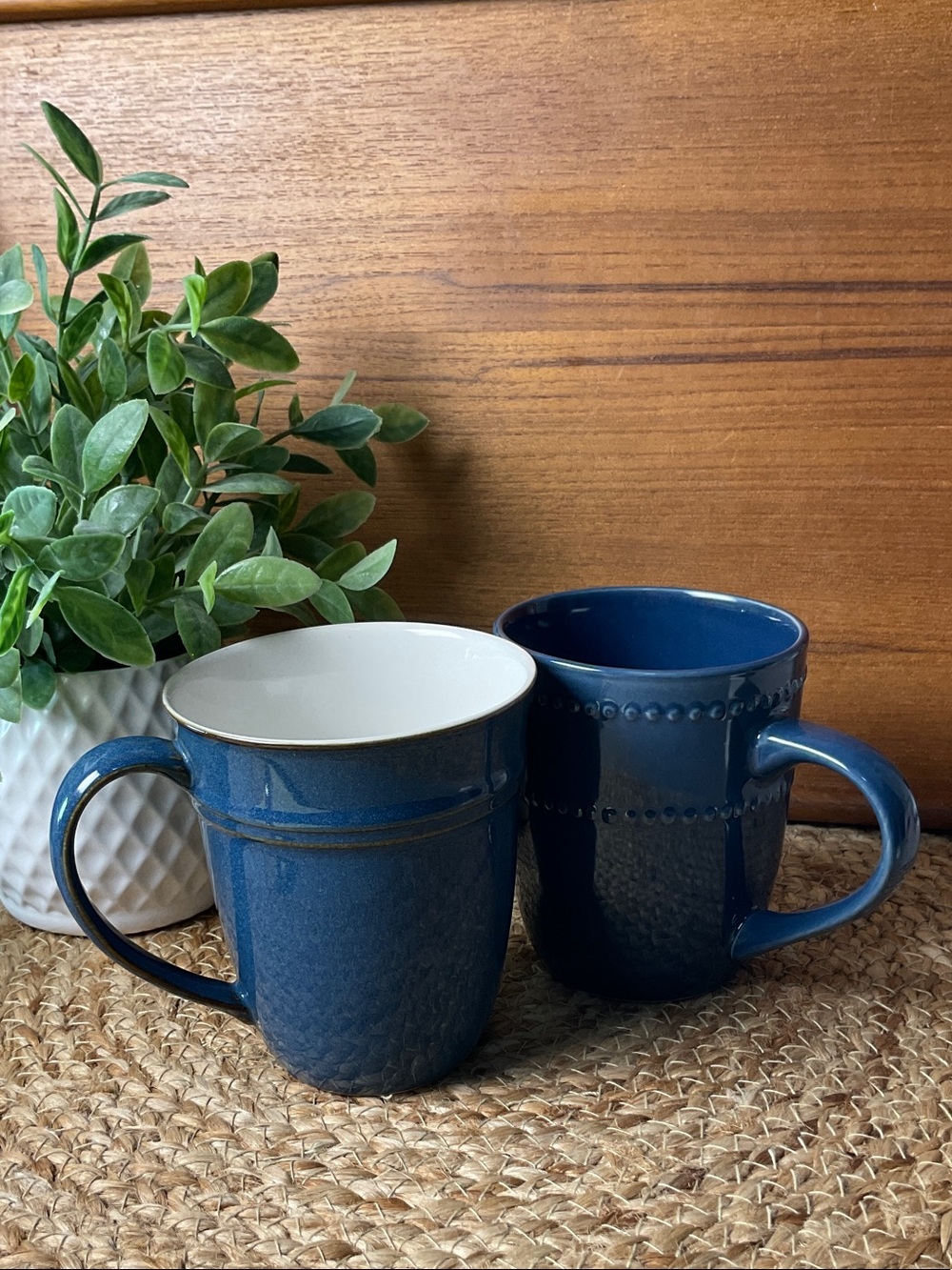 Blue Stoneware Coffee Mugs